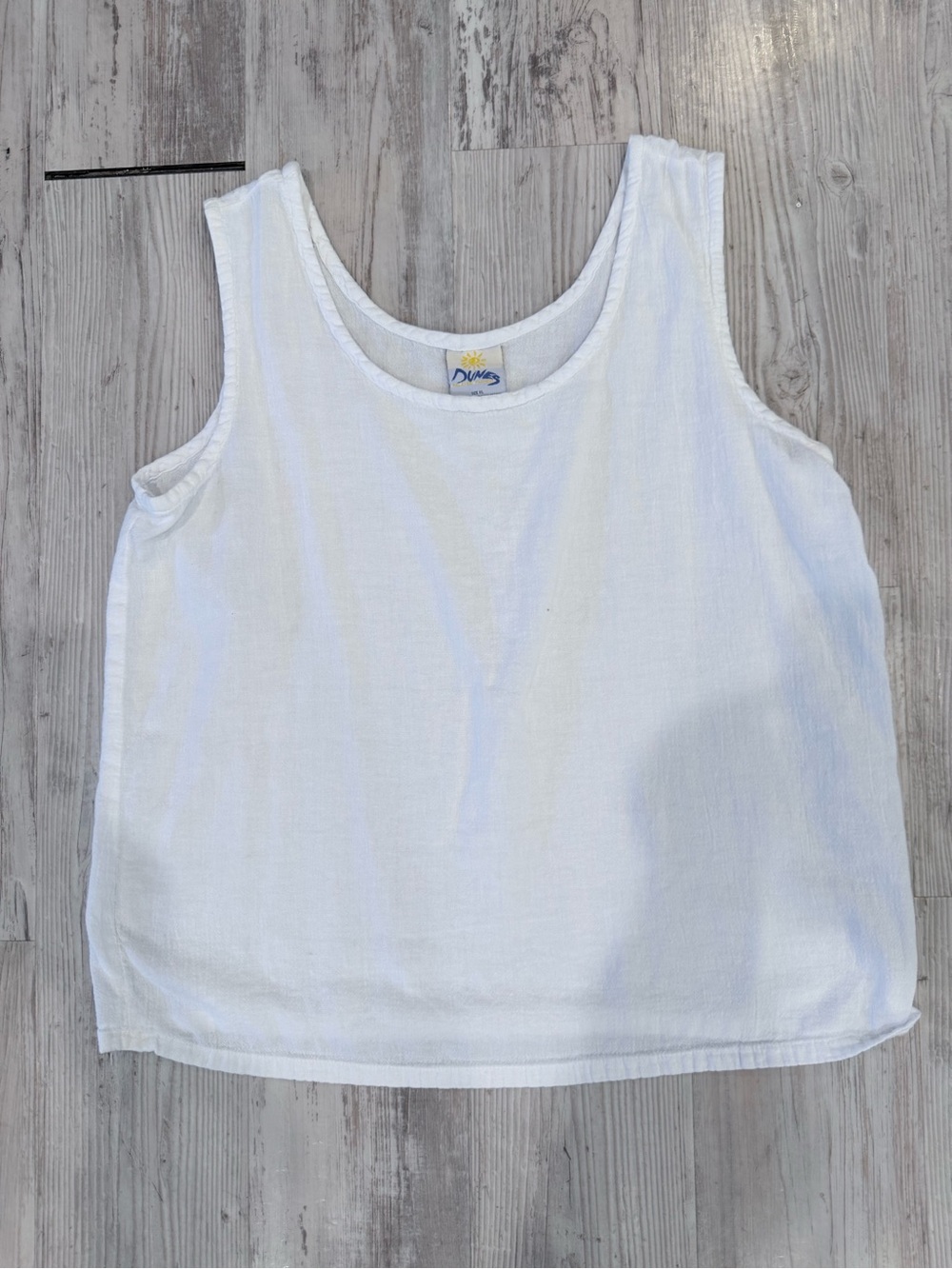 Dunes White Sleeveless Linen Tank Top